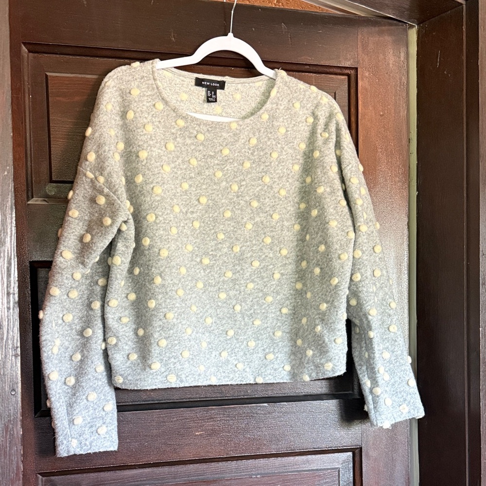 New Look Gray Sweater with Yellow Accents